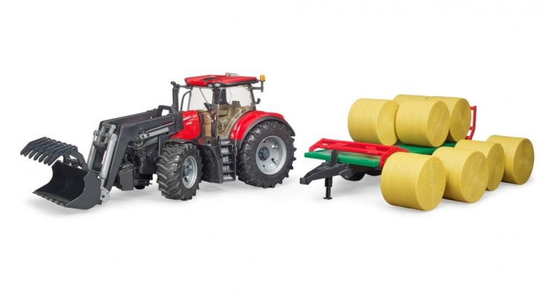 Bruder Case IH Optum 300 CVX met voorlader, balenwagen  1:16