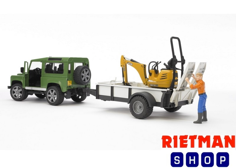 Land Rover Defender met trailer, JCB mic