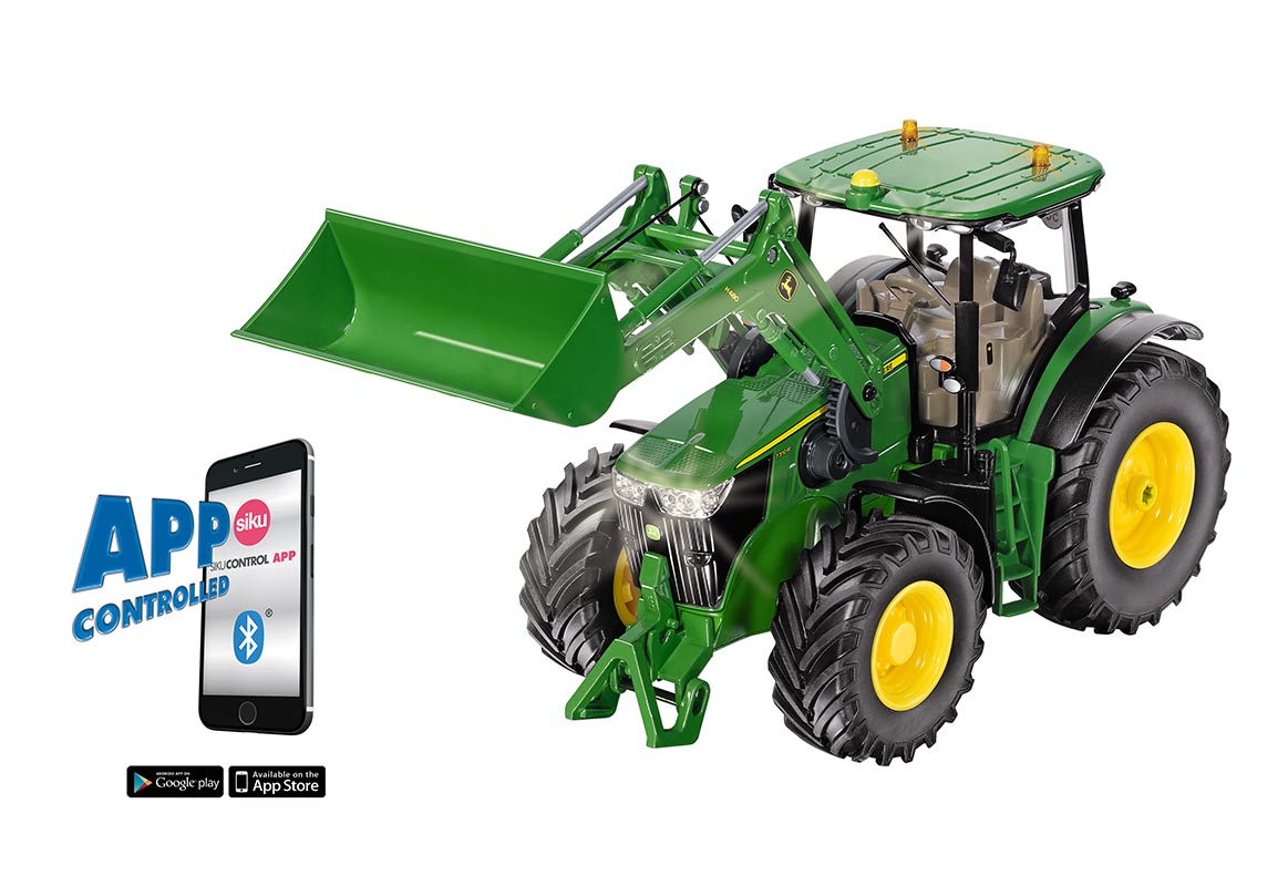 Siku John Deere 7310R met voorlader en Bluetooth App 1:32