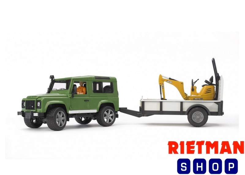 Land Rover Defender met trailer, JCB mic