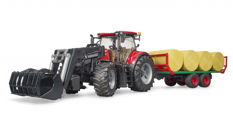 Bruder Case IH Optum 300 CVX met voorlader, balenwagen  1:16