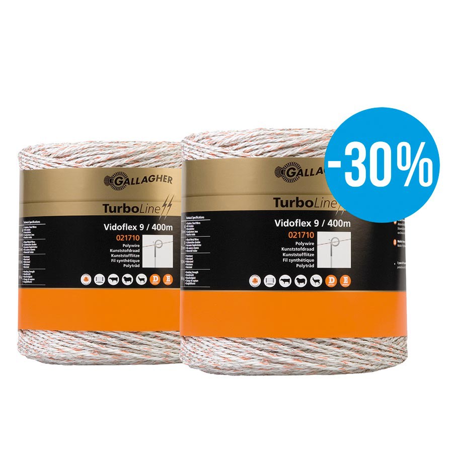 Gallagher Duopack Vidoflex 9 Turboline Plus wit 2x400m