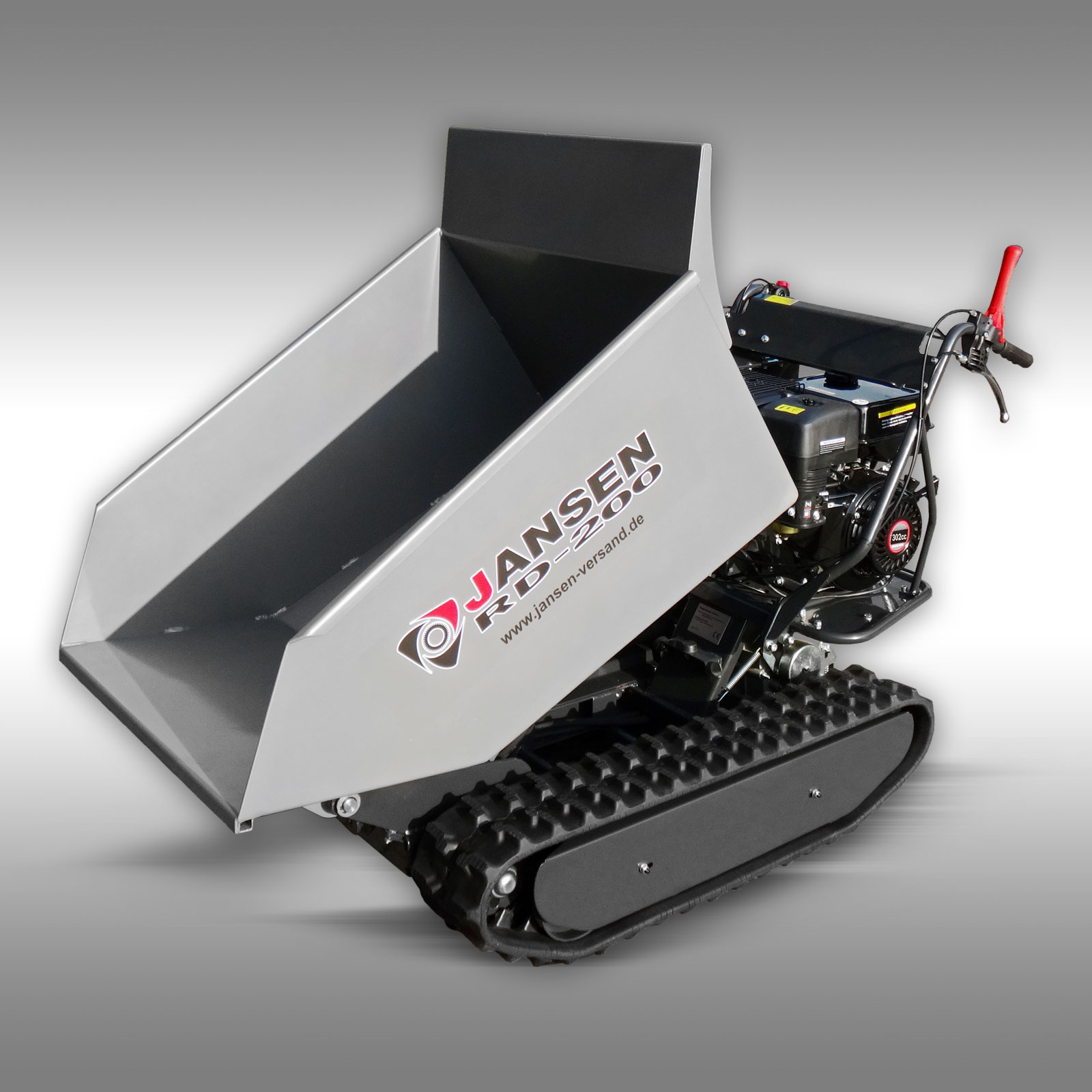 Rupsdumper Jansen RD-200, hydraulische kiepbak, 10PK benzinemotor 