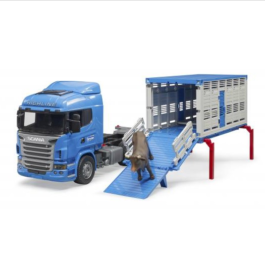 Bruder Scania R-series veetransportwagen + koe 1:16