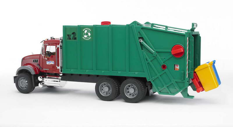 Bruder Mack-Granite vuilnisauto rood/groen