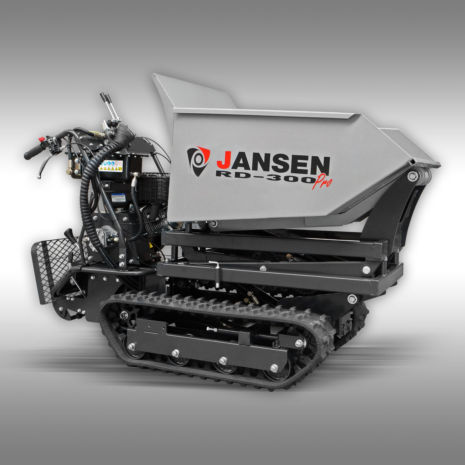 Jansen Rupsdumper RD-300PRO, hydraulische kiepbak, 9PK benzinemotor  hoogkiepsysteem