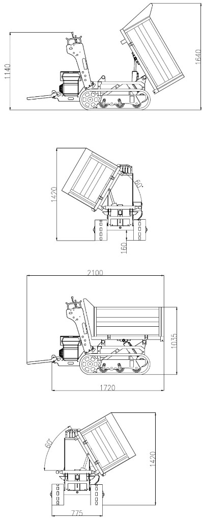 Jansen RD-1000 rupsdumper 3 zijdig