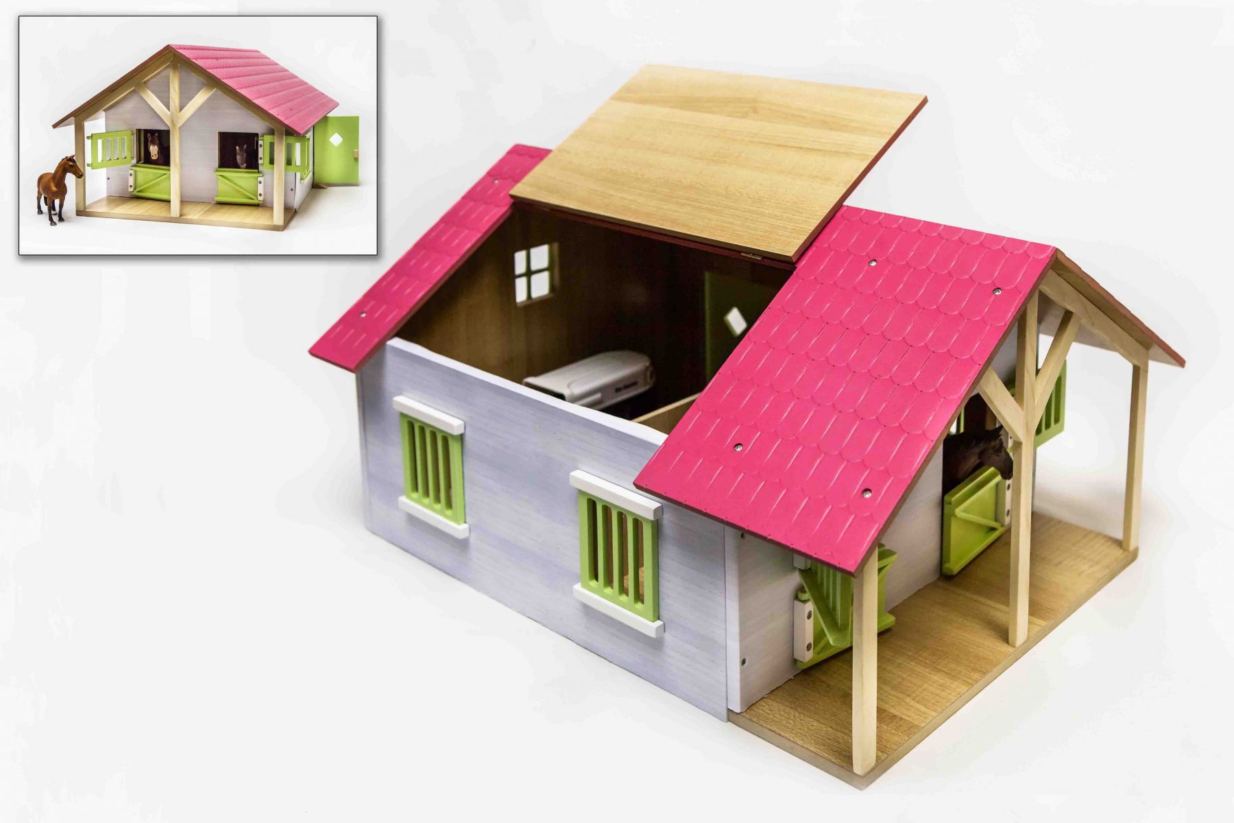 Kids Globe Paardenstal 2 boxen (1:24)